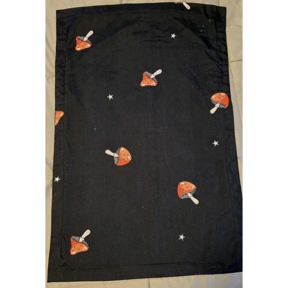 Mushroom Star Pillowcase Black Polyester Cottagecore Fairycore Bedding Cute